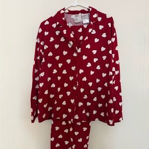 Heart Print Red Pajama Set